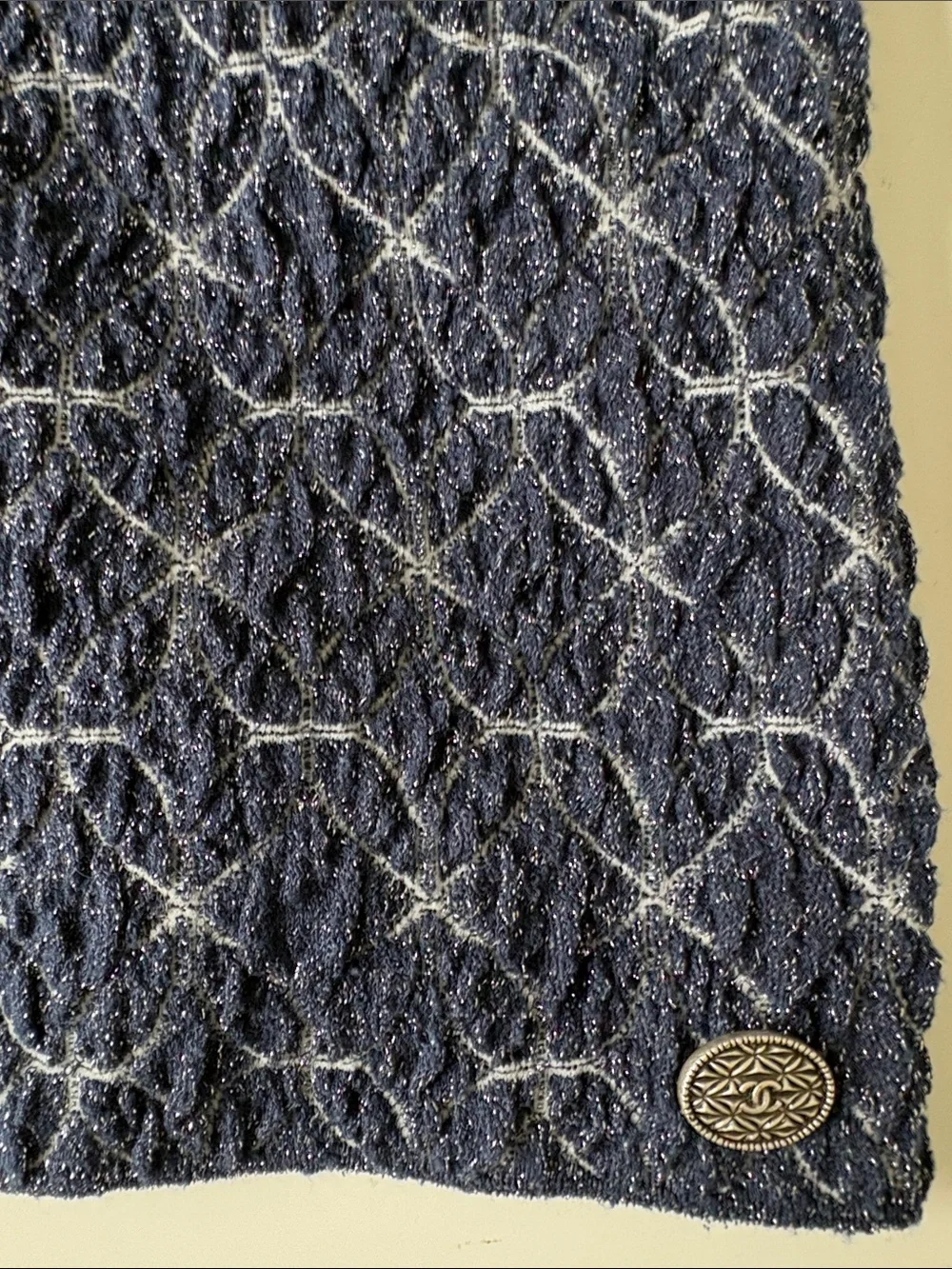 CHANEL Navy and White Long-Sleeve Knit Top - Cruise 2015